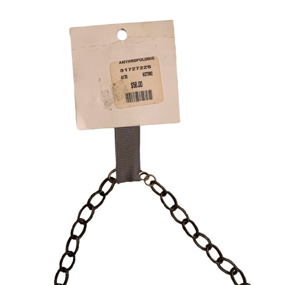 NWT Anthropologie Metal Gold Rhinestone Fringe Necklace 22" Adjustable Chain - Picture 3 of 6